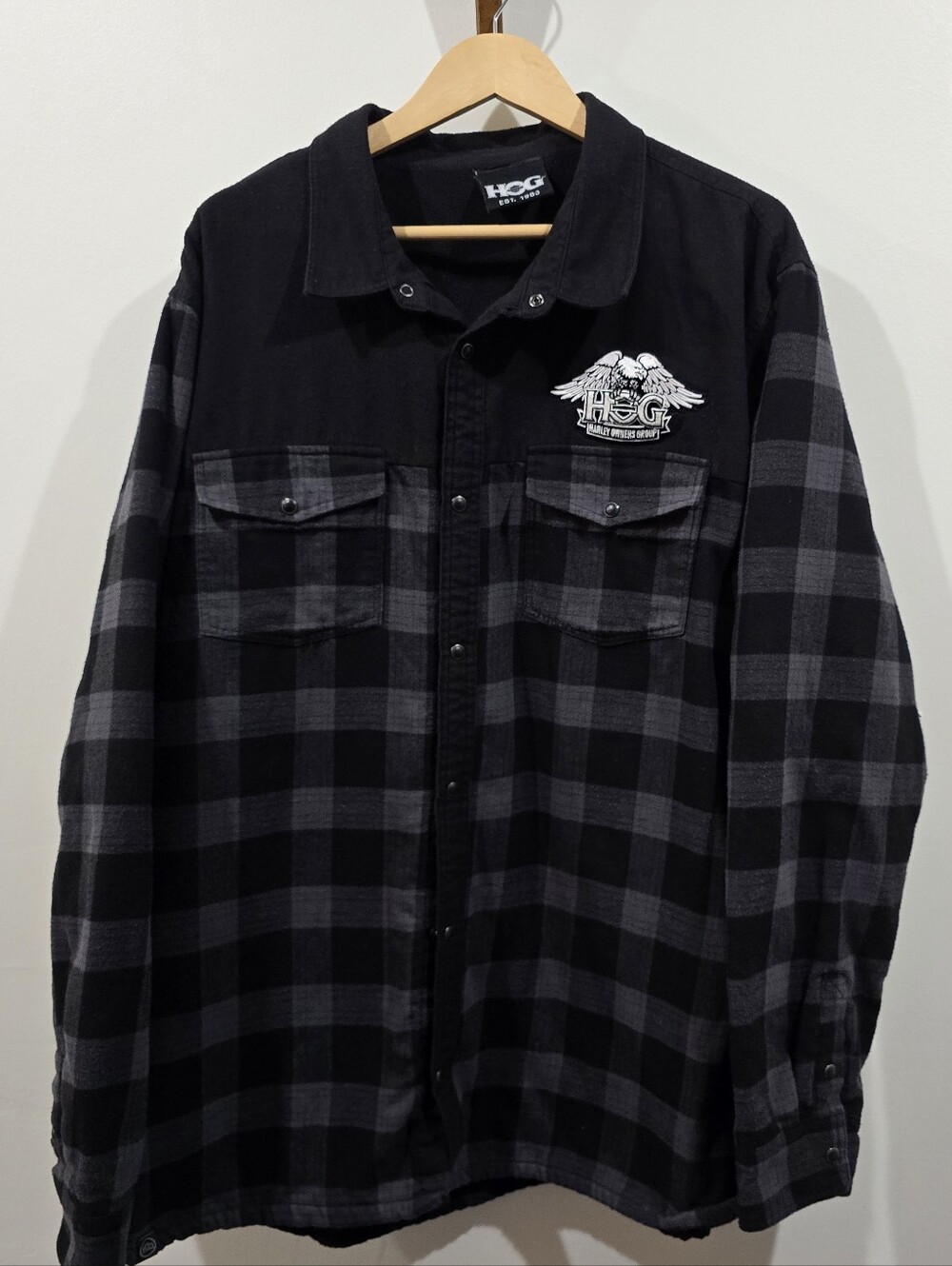 Stormtech Harley Davidson HOG Fleece Lined Flannel Jacket Mens 3XL Thermal Gray